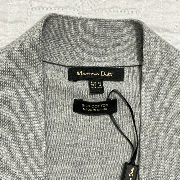Massimo Dutti silk and cotton longline cardigan grey size XS New - Picture 5 of 8
